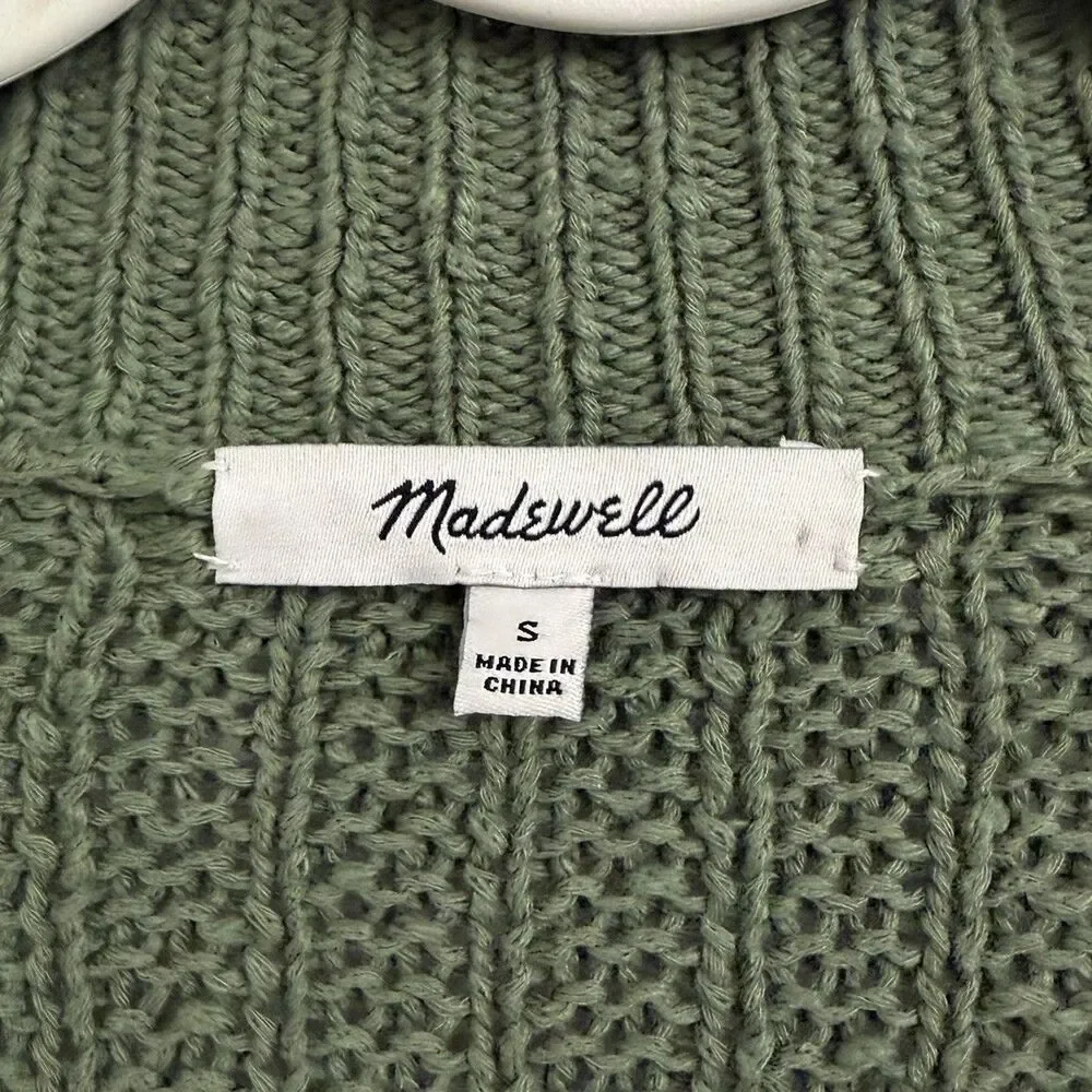 Madewell Sweater Women Small Green Bobble Cardigan Chunky Boxy Knit Open Relaxed - Picture 2 of 9